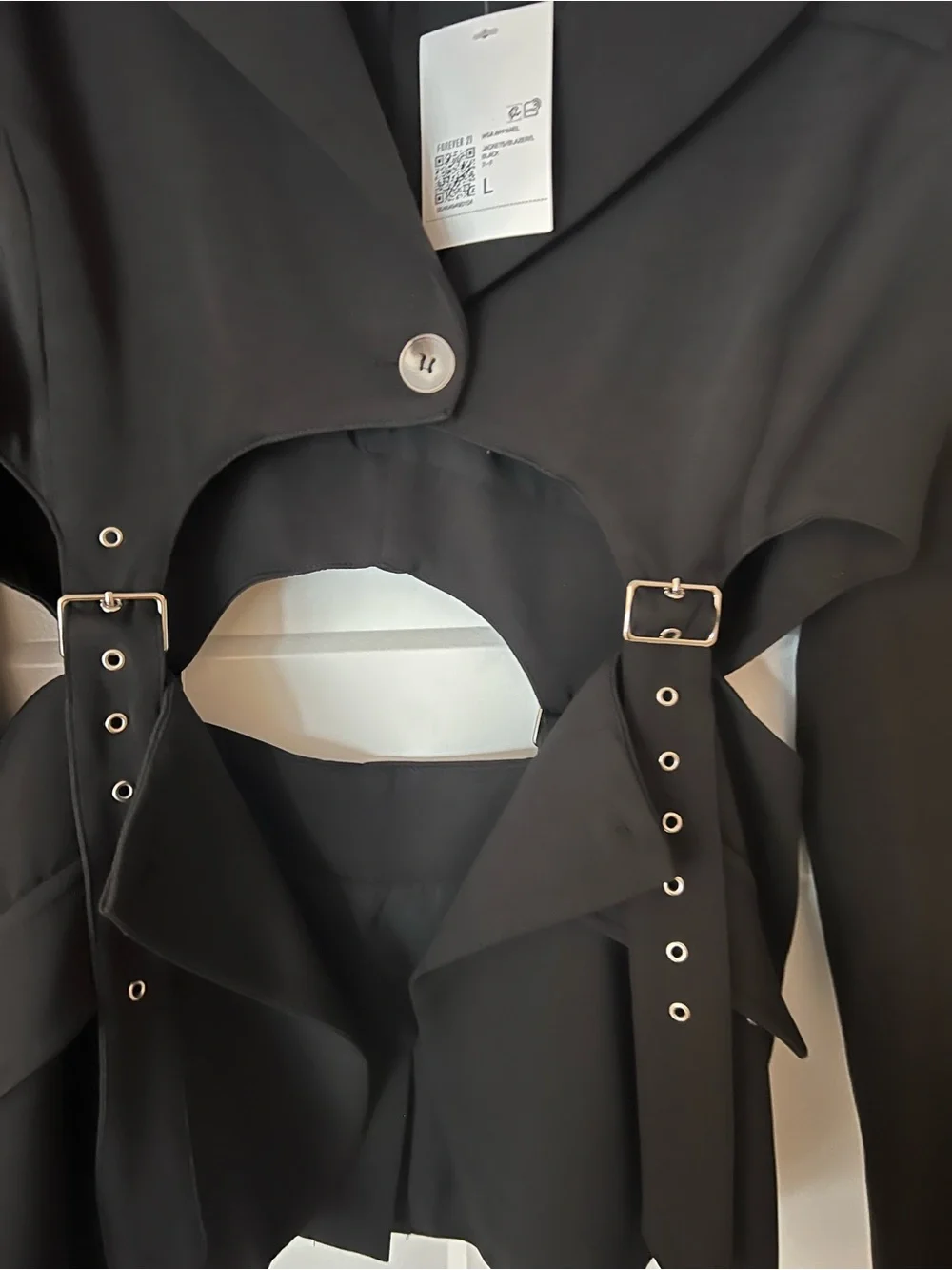 Forever 21 Black Cutout Buckle Blazer Jacket - Picture 2 of 2